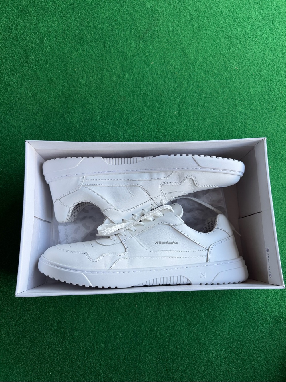 New Men’s Size 12 Barebasics Zing All White Leather Wide Toe Box Zero Drop Shoes
